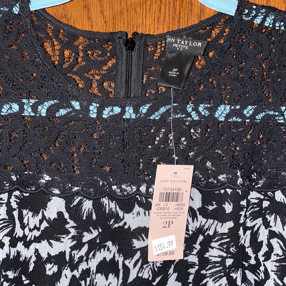 Ann Taylor Petite Black and White Floral Lace Dress - Picture 5 of 10